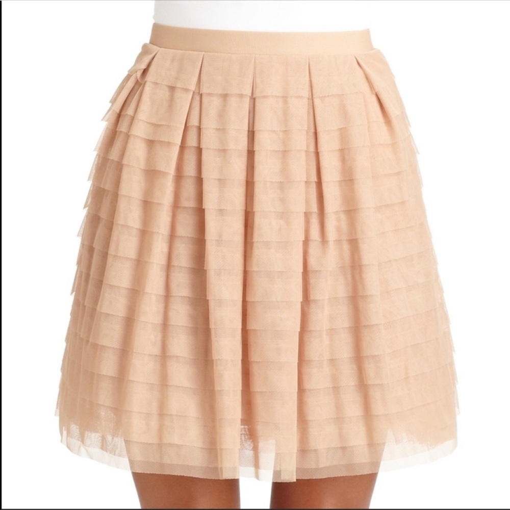 BCBGMaxAzria Alegra Tulle Lined Skirt Bare Pink S